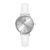 Relógio Feminino Minimalista Petite Luminus Prata Pulseira de Couro Branco 32 mm Aço Inoxidável banhado a titânio