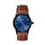 Relógio Masculino Durham Azul Blue Minimalista Pulseira de Couro Marrom 40mm Aço Inoxidável banhado a titânio