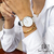 Relógio Feminino Minimalista Petite Gold Pulseira de Couro Branco 40mm - comprar online