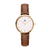 Relógio Feminino Minimalista Petite Boulevard Gold Pulseira de Couro Marrom 32mm Aço Inoxidável banhado a titânio