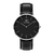 Relógio Minimalista Chrono Silver Pulseira de Couro Preto 40mm
