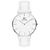 Relógio Feminino Prata Legacy Silver Pulseira de Couro Branco Full White 40mm Minimalista