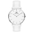 Relógio Minimalista Masculino Branco Legacy Prata Pulseira de Couro Branco 40mm Aço Inoxidável banhado a titânio