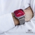 Relógio Masculino Quadrado Minimalista Square Bays Red Pulseira de Aço Prata 40mm Minimalista Aço Inoxidável banhado a titânio - comprar online
