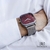 Relógio Masculino Quadrado Minimalista Square Bays Rubi Pulseira de Aço Prata 40mm Aço Inoxidável banhado a titânio - comprar online