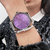 Relógio Feminino Minimalista Rise Profile Roxo Pulseira De Aço Prata 40mm - comprar online