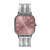 Relógio Feminino Quadrado Minimalista Bays Rosé Pulseira Prata Silver 40mm