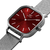Relógio Masculino Quadrado Minimalista Square Bays Red Pulseira de Aço Prata 40mm Minimalista Aço Inoxidável banhado a titânio na internet