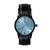 Relógio Minimalista Preto Durham Full Azul Blue Pulseira de Couro Preto 40mm Aço Inoxidável banhado a titânio