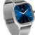 Relógio Feminino Quadrado Square Minimalista Bays Blue Silver Pulseira de Aço Prata 40mm Aço Inoxidável - Compre Relógios Originais Minimalistas | Bewatch