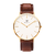 Relógio Minimalista Legacy Gold Pulseira de Couro Marrom 40mm Aço Inoxidável banhado a titânio