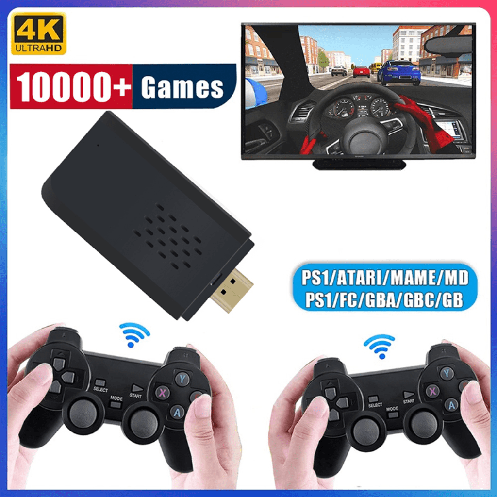 Video Game Stick Retrô- 10.000 Jogos 4K + 2 Controles