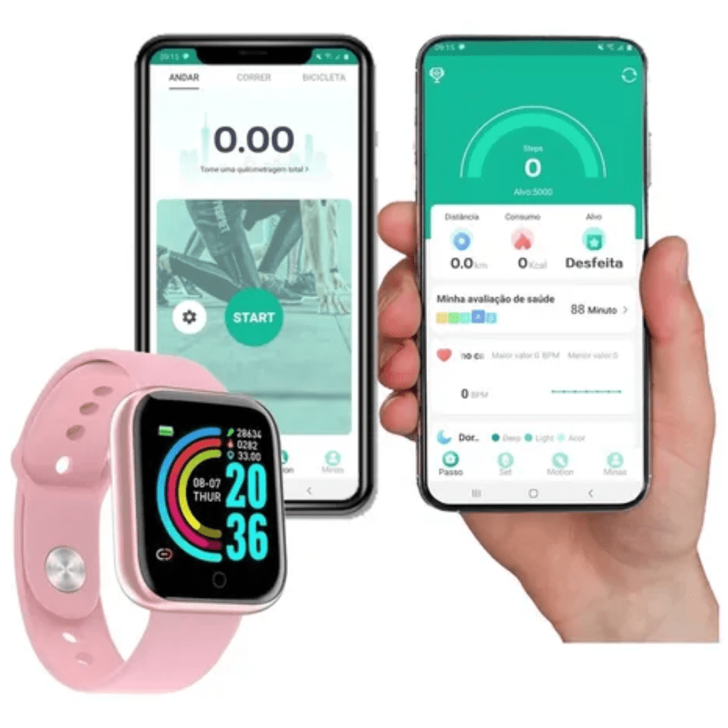 Smart Watch Y68 D20 - Relógio Inteligente - Rosa