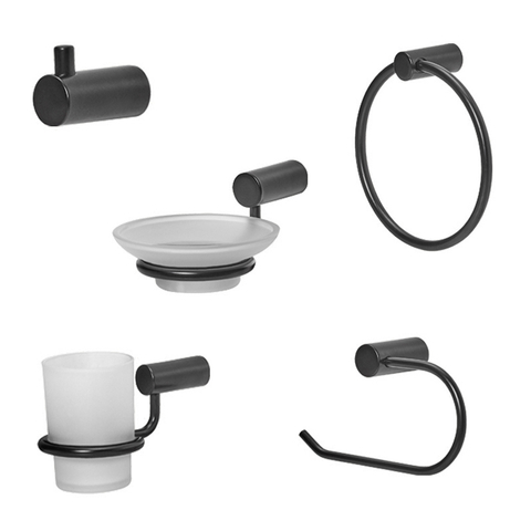 Set Grifería Peirano Black Velvet Baño Lavatorio de Mesada, Bidet, Ducha Bicomando y Accesorios 60/70/80-190 y 1005BL