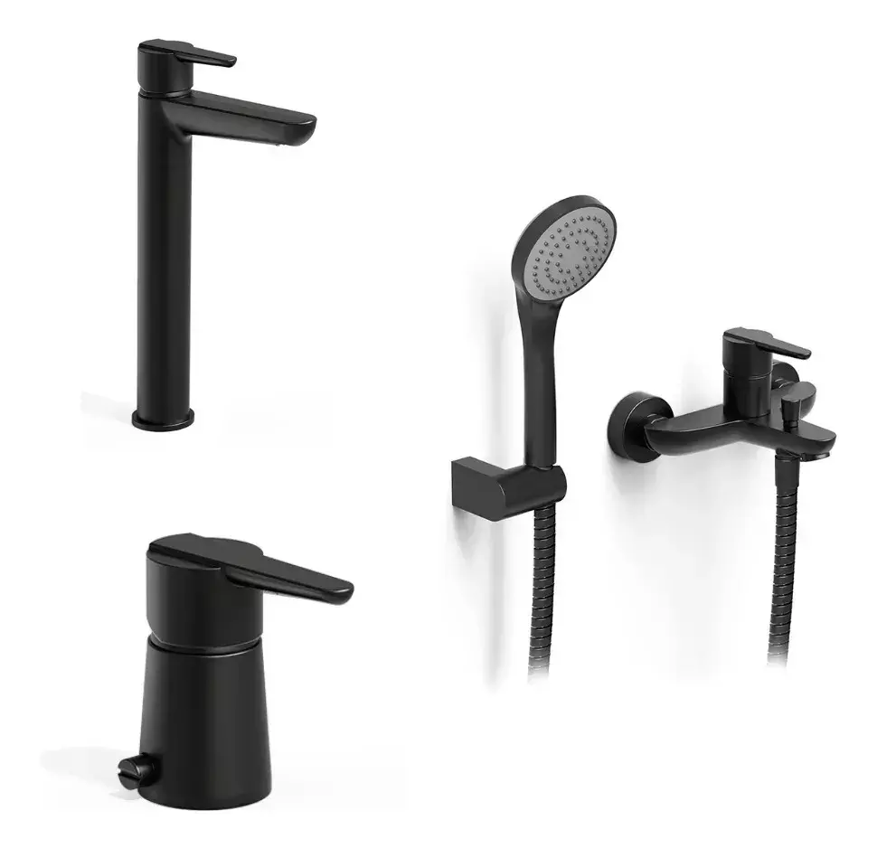 Griferias Lav Alto Bidet Ducha Ext. C/tr Flat Black Hidromet