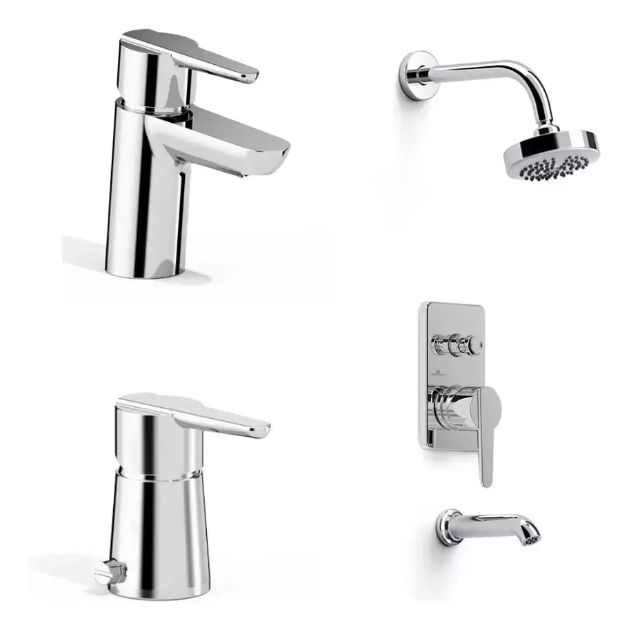 Griferias Lav Bajo Bidet Ducha C/transf Flat Cromo Hidromet