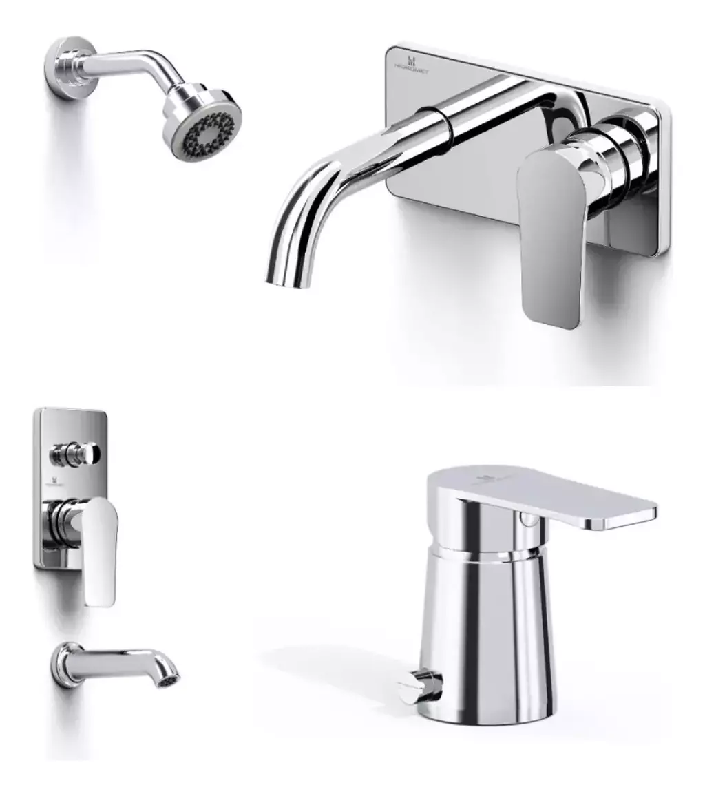 Set Griferias Lav Pared Bidet Ducha C/transf. Small Hidromet