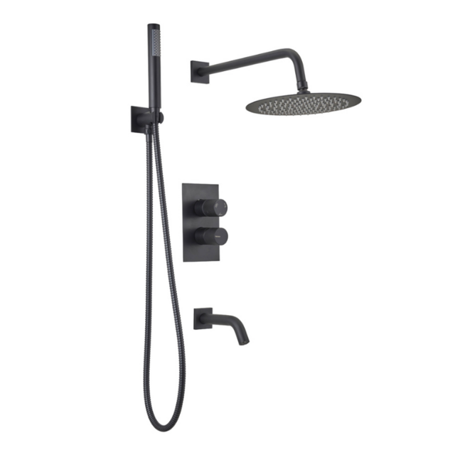 Combo Griferia Monocomando Peirano Fabric Black Lavatorio Alto