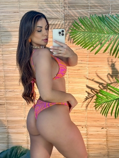 Biquíni Tanga Zebra Laranja com Rosa - comprar online