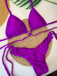 Conjunto Cancun Roxo com Tiras Calcinha Ajustavel Trilobol - comprar online