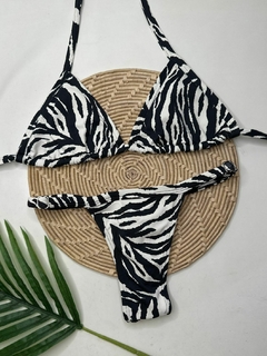 Biquíni Fita Fio Zebra Preto e Branco Liso