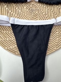 Biquíni Fita Fio Preto com Branco Liso - Manaui Beachwear