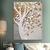 Quadro Árvore Abstrata Moderna Branca e Dourada
