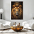 Leão Real Quadro Autoral de Leão com Juba Dourada e Coroa Decoração Realeza - comprar online