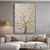 Quadro Árvore Abstrata Moderna Tons Claros e Pétalas Douradas - comprar online