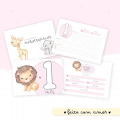 KIT MATERNIDADE COMPLETO SAFARI MENINA -  PAPELARIA PERSONALIZADA - AMORCOMDETALHES