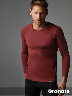 Camiseta basica manga larga cuello redondo, de algodon con lycra liso. Corte anatómico (294087) - Adorate