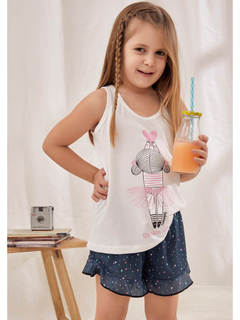 Pijama BIG DREAMS musculosa lisa y short estampado (371160)