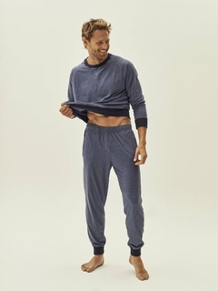 Pijama liso jaspeado dos piezas de jersey con puño. Pantalon con bolsillos laterales. Maxima suavida (298045) - comprar online