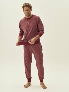 Pijama liso jaspeado dos piezas de jersey con puño. Pantalon con bolsillos laterales. Maxima suavida (298045) en internet