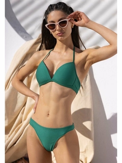 Malla bikini triángulo Soft y colaless tricot texturado rayado (772409)