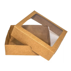 Caixa Papel Kraft Presente 15x15x4 Com Visor Pvc 50 Unidades - comprar online