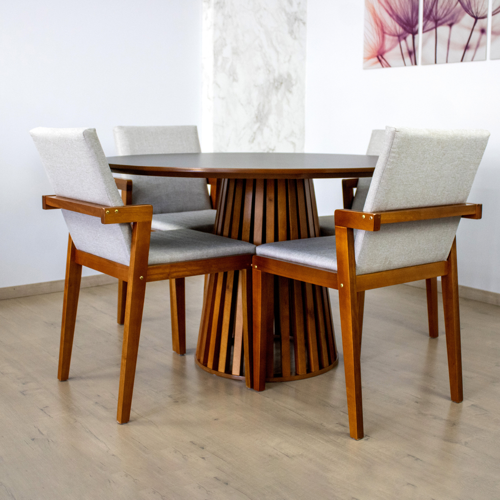 Conjunto Mesa de Jantar TALIA PREMIUM com 4 Cadeiras Estofadas ISABELA