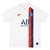 Camisa Reserva Retrô Paris Saint-Germain Nike 2019-2020 em branco, vermelho e azul, usada nos momentos históricos da Liga dos Campeões e conquistas domésticas.