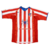 Camisa titular do Atlético de Madrid da temporada 2004-2005. Possui listras brancas e vermelhas com detalhes em azul e amarelo. O escudo do Atlético de Madrid está bordado no peito e o logo do filme Homem-Aranha 2 está estampado na camisa.