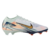 Chuteira Nike Mercurial Vapor 16 Elite FG Dream Speed MDS 009, em cores branca, azul, dourada e laranja. Modelo de futebol projetado para velocidade e precisão, com tecnologia Air Zoom embutida na sola, cabedal em FlyKnit ultrafino, GripKnit para maior ad