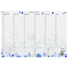 Imagem do Bloco Planner Semanal com Horário Floral Azul 50 folhas tamanho A4