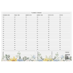 Bloco Planner Semanal com Horário Floral 50 folhas tamanho A4 - Fábrica de Pôster