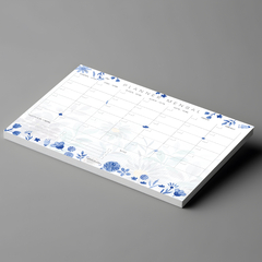 Bloco Planner Mensal Floral Azul 50 folhas tamanho A4 - loja online