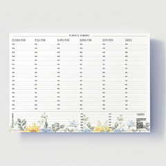 Kit Planner Semanal Floral com Horário e 2 Blocos Pontilhados - comprar online