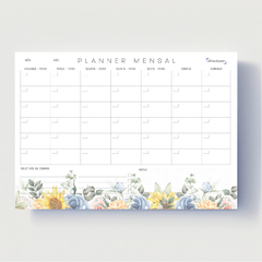 Kit Planner Mensal Floral e 2 Blocos Pontilhado - comprar online