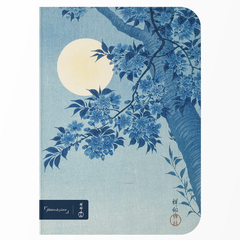 Caderno Ohara koson - Blossoming Cherry on a Moonlit Night Capa Flexível Toque Aveludado 80 Páginas 20x14cm