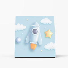 Quadro Decorativo - Infantil - 3d Foguete Azul - comprar online