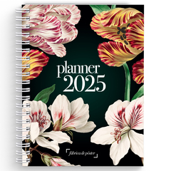 Planner Agenda - 2025 - Floral Escuro - Capa dura 160 Páginas