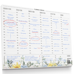 Kit Planner Semanal Floral com Horário e Checklist - Fábrica de Pôster