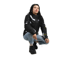 Chamarra de Moto para Mujer Fiato Negro / Blanco - tienda en línea